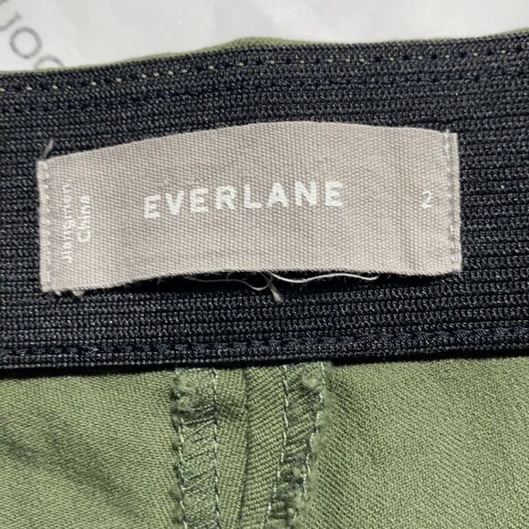 Everlane The Side-Zip Stretch‎ Ponte Crop Cotton Pants In Green Size 2 - Picture 11 of 12